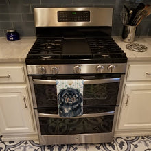 Load image into Gallery viewer, Black Pekingese Coastal Sea Glass Kitchen Towel