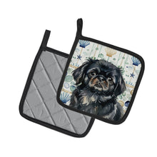 Load image into Gallery viewer, Black Pekingese Coastal Sea Glass Pair of Pot Holders