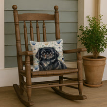 Load image into Gallery viewer, Black Pekingese Coastal Sea Glass Throw Pillow