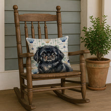 Load image into Gallery viewer, Black Pekingese Coastal Sea Glass Throw Pillow