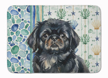Load image into Gallery viewer, Black Pekingese Coastal Sea Glass Memory Foam Kitchen Mat