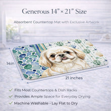 Load image into Gallery viewer, Cream Pekingese Coastal Sea Glass Dish Drying Mat