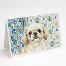 Load image into Gallery viewer, Cream Pekingese Coastal Sea Glass Greeting Cards Pack of 8