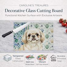 Load image into Gallery viewer, Cream Pekingese Coastal Sea Glass Glass Cutting Board