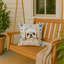 Load image into Gallery viewer, Cream Pekingese Coastal Sea Glass Throw Pillow