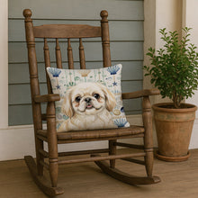 Load image into Gallery viewer, Cream Pekingese Coastal Sea Glass Throw Pillow
