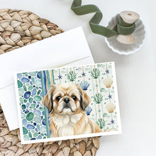 Load image into Gallery viewer, Fawn Pekingese Coastal Sea Glass Greeting Cards Pack of 8