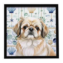 Load image into Gallery viewer, Fawn Pekingese Coastal Sea Glass Framed Metal Print