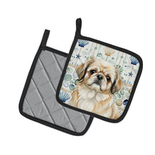Load image into Gallery viewer, Fawn Pekingese Coastal Sea Glass Pair of Pot Holders