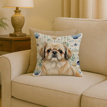 Load image into Gallery viewer, Fawn Pekingese Coastal Sea Glass Throw Pillow