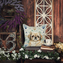 Load image into Gallery viewer, Fawn Pekingese Coastal Sea Glass Throw Pillow