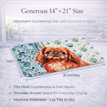 Load image into Gallery viewer, Red Pekingese Coastal Sea Glass Dish Drying Mat
