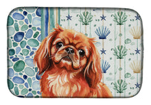 Load image into Gallery viewer, Red Pekingese Coastal Sea Glass Dish Drying Mat
