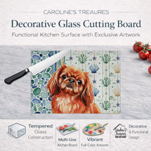 Load image into Gallery viewer, Red Pekingese Coastal Sea Glass Glass Cutting Board