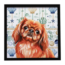 Load image into Gallery viewer, Red Pekingese Coastal Sea Glass Framed Metal Print