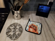 Load image into Gallery viewer, Red Pekingese Coastal Sea Glass Pair of Pot Holders
