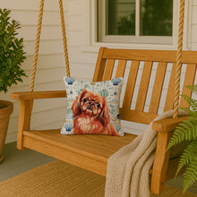 Load image into Gallery viewer, Red Pekingese Coastal Sea Glass Throw Pillow