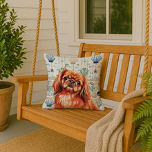Load image into Gallery viewer, Red Pekingese Coastal Sea Glass Throw Pillow