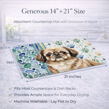 Load image into Gallery viewer, Sable Pekingese Coastal Sea Glass Dish Drying Mat