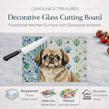 Load image into Gallery viewer, Sable Pekingese Coastal Sea Glass Glass Cutting Board