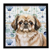 Load image into Gallery viewer, Sable Pekingese Coastal Sea Glass Framed Metal Print