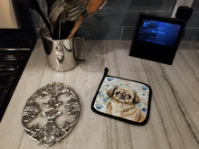 Load image into Gallery viewer, Sable Pekingese Coastal Sea Glass Pair of Pot Holders