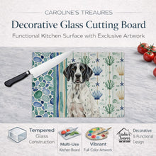 Load image into Gallery viewer, Black and White Pointer Coastal Sea Glass Glass Cutting Board