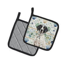 Load image into Gallery viewer, Black and White Pointer Coastal Sea Glass Pair of Pot Holders