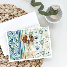 Load image into Gallery viewer, Liver and White Pointer Coastal Sea Glass Greeting Cards Pack of 8