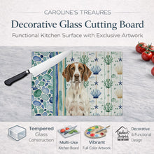 Load image into Gallery viewer, Liver and White Pointer Coastal Sea Glass Glass Cutting Board