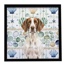 Load image into Gallery viewer, Liver and White Pointer Coastal Sea Glass Framed Metal Print