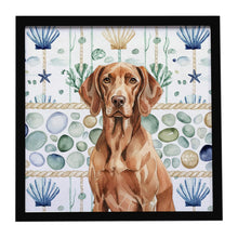 Load image into Gallery viewer, Liver Pointer Coastal Sea Glass Framed Metal Print