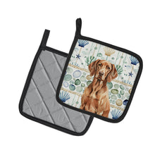 Load image into Gallery viewer, Liver Pointer Coastal Sea Glass Pair of Pot Holders