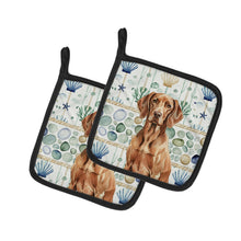 Load image into Gallery viewer, Liver Pointer Coastal Sea Glass Pair of Pot Holders