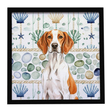 Load image into Gallery viewer, Orange and White Pointer Coastal Sea Glass Framed Metal Print