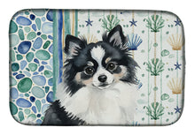 Load image into Gallery viewer, Black and White Pomeranian Coastal Sea Glass Dish Drying Mat