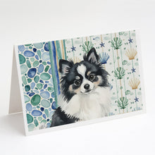 Load image into Gallery viewer, Black and White Pomeranian Coastal Sea Glass Greeting Cards Pack of 8
