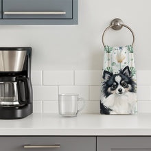 Load image into Gallery viewer, Black and White Pomeranian Coastal Sea Glass Kitchen Towel