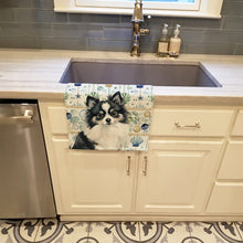 Load image into Gallery viewer, Black and White Pomeranian Coastal Sea Glass Kitchen Towel