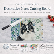 Load image into Gallery viewer, Black and White Pomeranian Coastal Sea Glass Glass Cutting Board