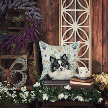 Load image into Gallery viewer, Black and White Pomeranian Coastal Sea Glass Throw Pillow