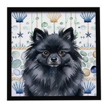 Load image into Gallery viewer, Black Pomeranian Coastal Sea Glass Framed Metal Print