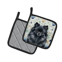 Load image into Gallery viewer, Black Pomeranian Coastal Sea Glass Pair of Pot Holders