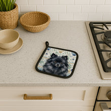Load image into Gallery viewer, Black Pomeranian Coastal Sea Glass Pair of Pot Holders