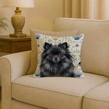 Load image into Gallery viewer, Black Pomeranian Coastal Sea Glass Throw Pillow