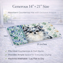 Load image into Gallery viewer, Blue Merle Pomeranian Coastal Sea Glass Dish Drying Mat