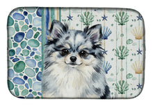 Load image into Gallery viewer, Blue Merle Pomeranian Coastal Sea Glass Dish Drying Mat
