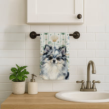 Load image into Gallery viewer, Blue Merle Pomeranian Coastal Sea Glass Kitchen Towel