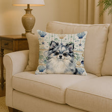 Load image into Gallery viewer, Blue Merle Pomeranian Coastal Sea Glass Throw Pillow