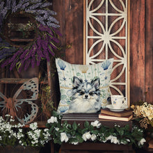 Load image into Gallery viewer, Blue Merle Pomeranian Coastal Sea Glass Throw Pillow